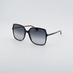 Gucci GG0544S 007 Sunglasses Shiny Black Square Frame, Grey Gradient Lenses
